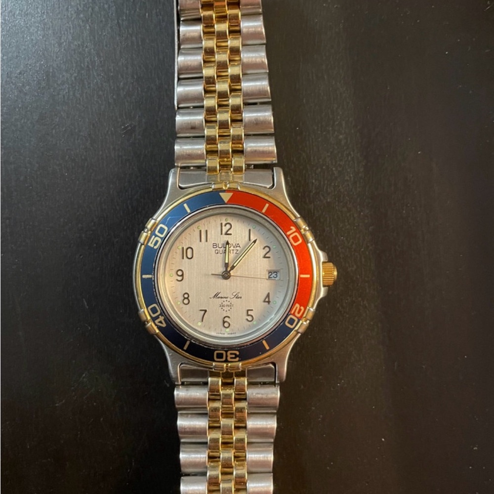 Bulova Marine Star quartz diver two tone.